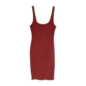 inamorata Rib Knit Bodycon Dress Womens Size Large Copper Terracotta Stretch